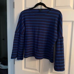 J Crew Striped Bell Sleeve Top